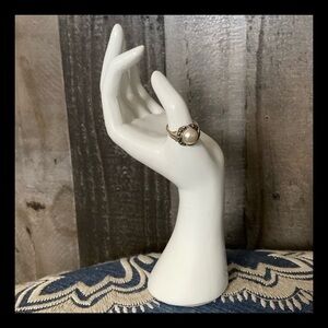 Beautiful sterling silver 925 pearl marcasite ring 7.5 beach boho chic festival